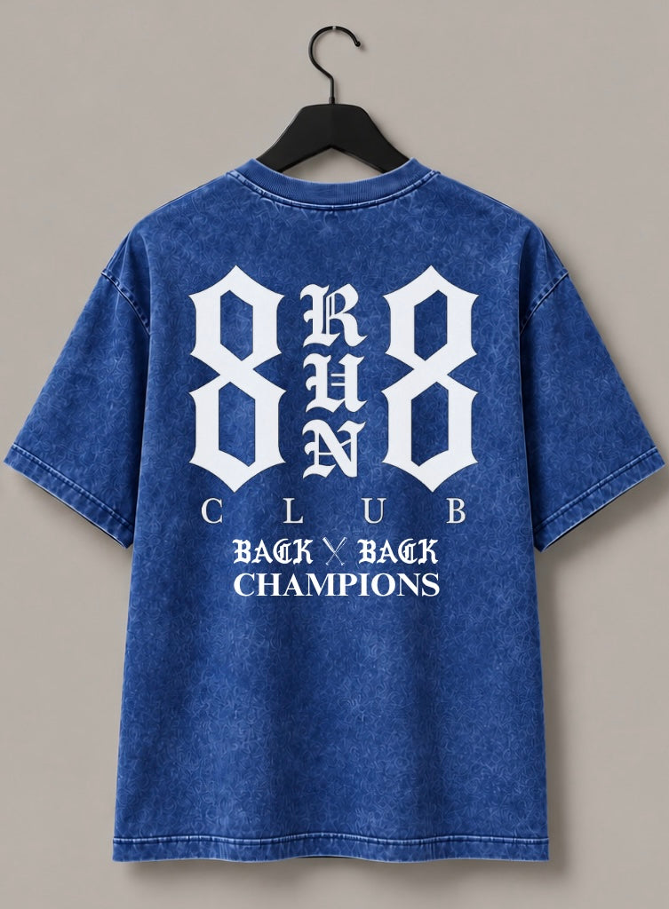 8Run8Club Champions Tee - Mineral Wash Royal Blue *LIMITED *